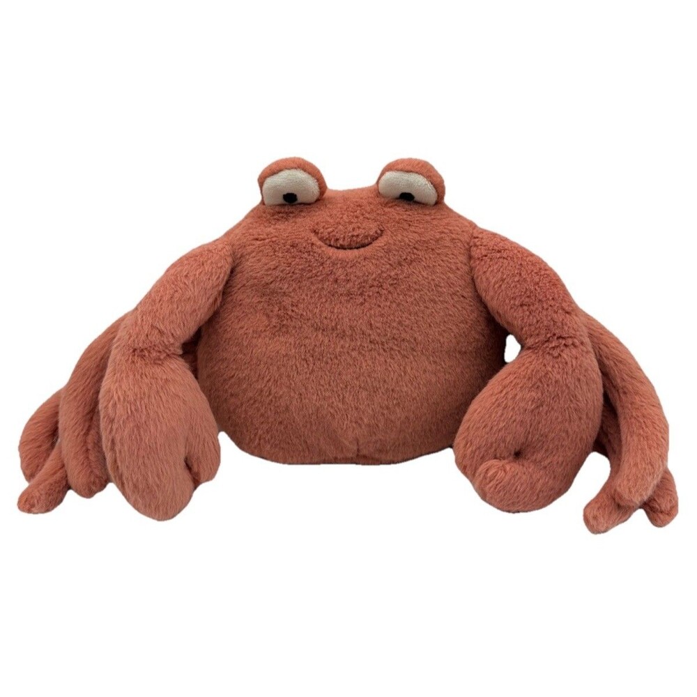 Creative Co-op Plush Crab Smiling Stuffed Animal Pink Soft Toy For All Ages
